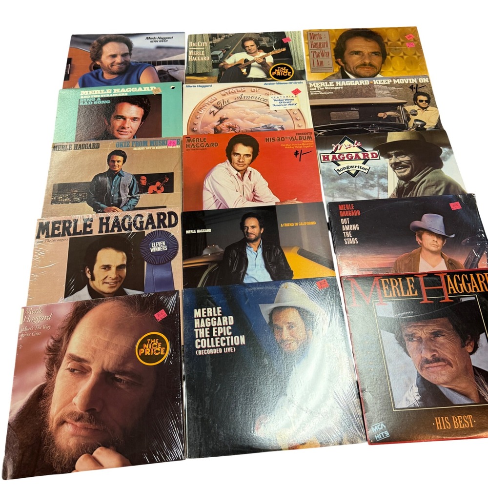 Merle Haggard Vinyl LP Record Lot of 15 Country Capitol MCA Epic 1960s-80s